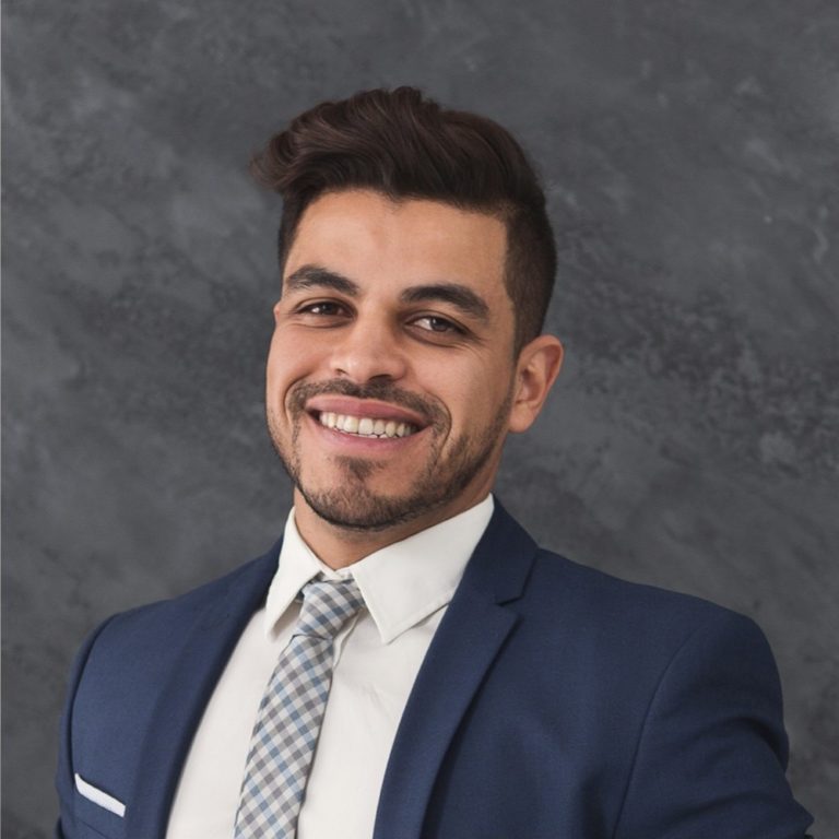Collection Of Multiethnic Business People Portraits Collage. Human Headshots In A Row. Happy Successful Millennials Females And Males Entrepreneurs Posing Smiling To Camera On Gray Backgrounds. Square
